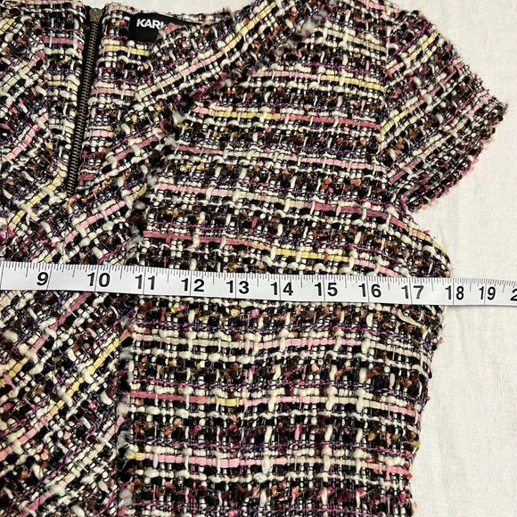 COPY - Karl Lagerfeld Women's Dress Tweed Multicolor Short Sleeve Size 6 V-Neck - Picture 7 of 11